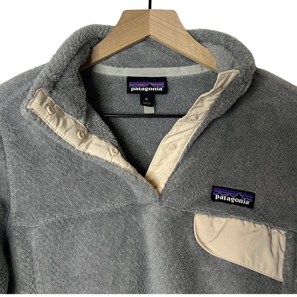 PATAGONIA RE-TOOL SNAP-T PULLOVER FLEECE, Women’s Medium, EUC, Gray & Cream - Picture 4 of 12